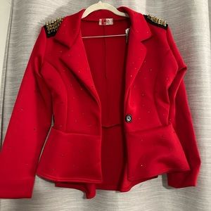 Red Bejeweled Blazer Dance Costume
